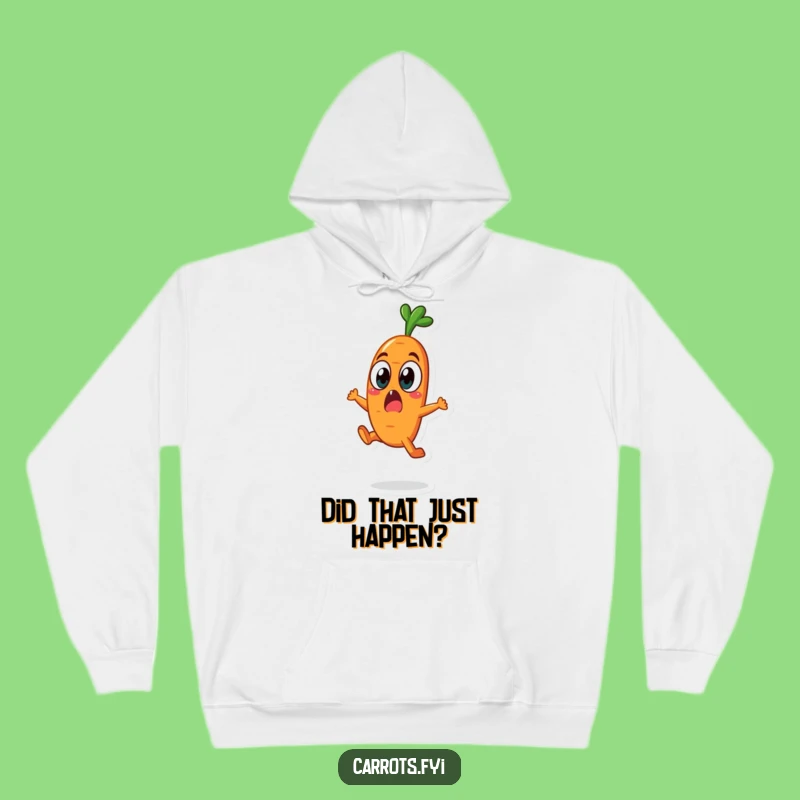 Funny Surprised Carrot Hoodie, Cozy Veggie Shock Wear, Ideal Funny Gift
