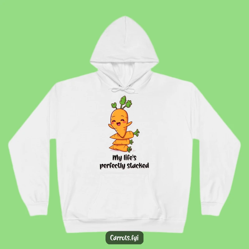 Funny Balancing Carrot Hoodie, Cozy Veggie Stack Wear, Ideal Funny Gift
