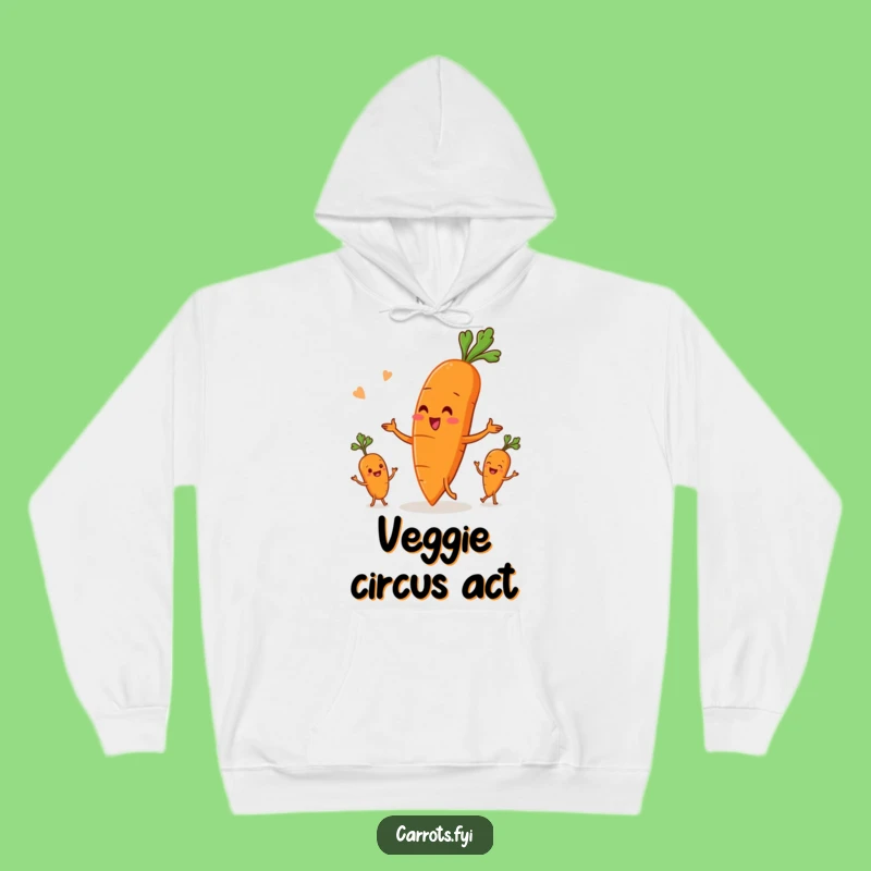 Funny Carrot Juggling Veggies Hoodie - Cozy & Humorous Root Vegetable Sweatshirt Gift