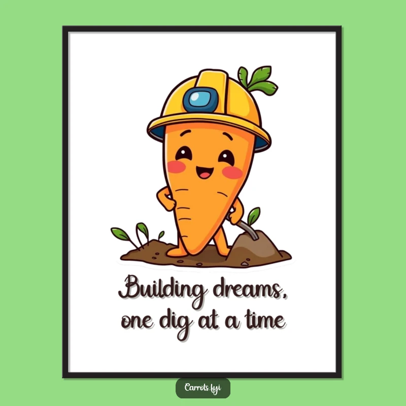 Free Printable Wall Art: Construction Carrot Digging, Funny Downloadable Art