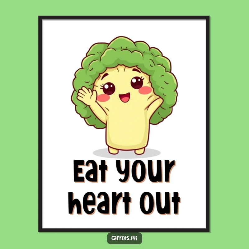 Funny Free Printable Wall Art: Waving Broccoli - Quirky Downloadable Decor!