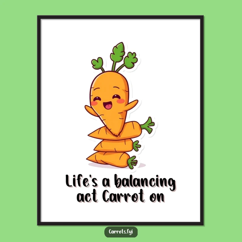 Free Printable Balancing Carrot Art: Funny Downloadable Veggie Decor Gift
