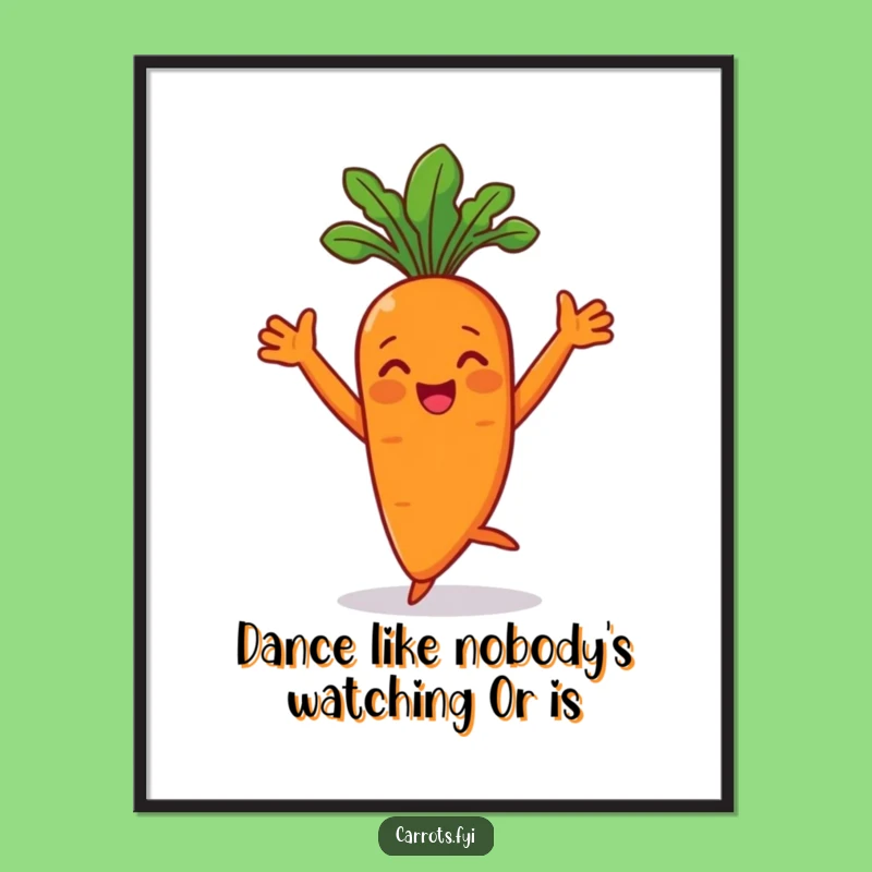 Free Printable Dancing Carrot Art: Funny Downloadable Veggie Decor Gift