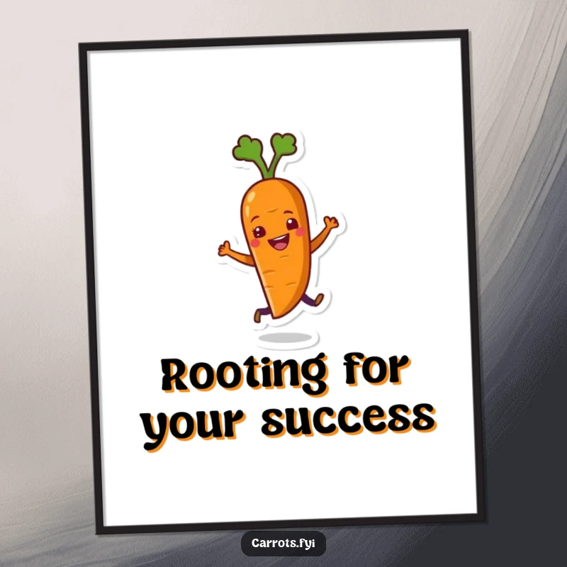 Free Printable Wall Art: a vibrant carrot character doing a happy, energetic dance, bringing fun to any room.