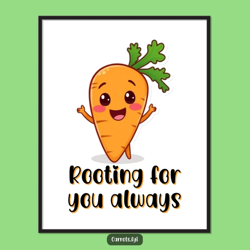 Free Printable Wall Art: Excited Carrot Mealtime Humor, Funny Downloadable Decor
