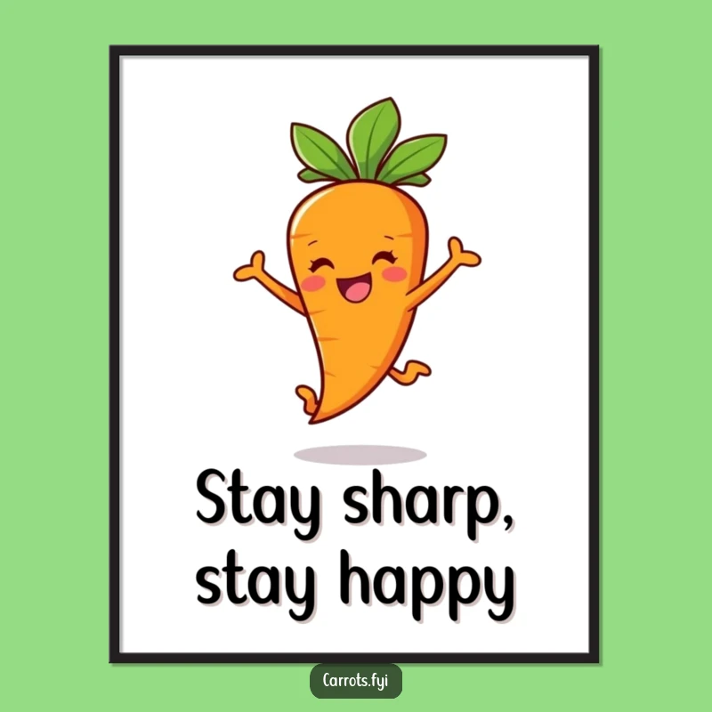 Free Printable Wall Art: Happy Leaping Carrot Stick Humorous Downloadable Art