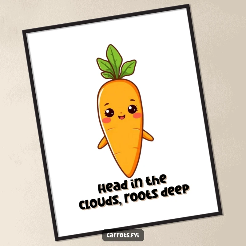 Funny Free Printable Wall Art: Carrot character proudly wearing a tiny sprout hat, adding charm to decor.