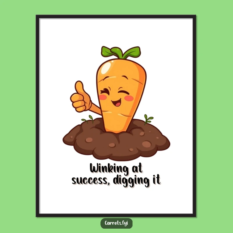 Free Printable Wall Art: Winking Carrot Thumbs Up, Funny Downloadable Art