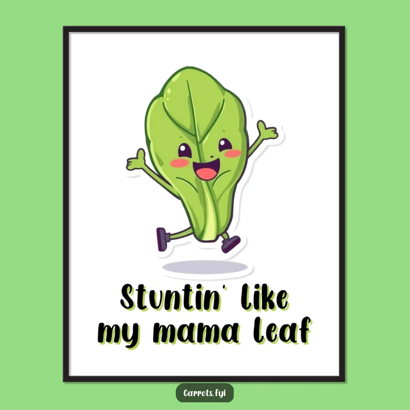 Funny Free Printable Spinach Wall Art - Silly Leaf Downloadable Decor