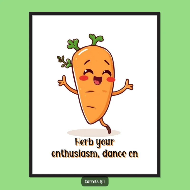 Free Printable Wall Art: Dancing Carrot Decor, Downloadable Art Gift