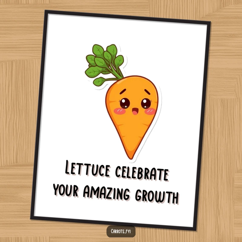 Funny Free Printable Wall Art: a surprised anthropomorphic carrot with wild, sprouting leafy green hair, a comical downloadable piece.