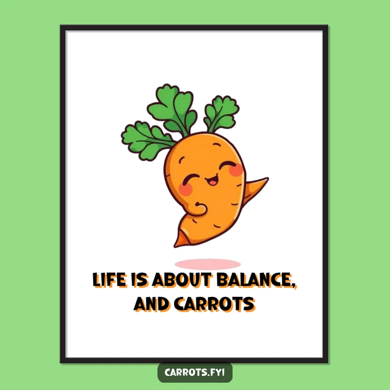 Funny Free Printable Wall Art: Balancing Carrot Humorous Downloadable Decor