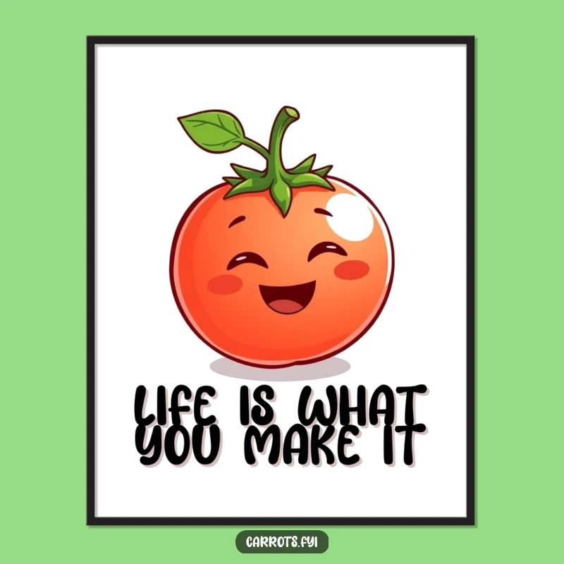 Funny Free Printable Wall Art: Grinning Tomato, Quirky Downloadable Decor!