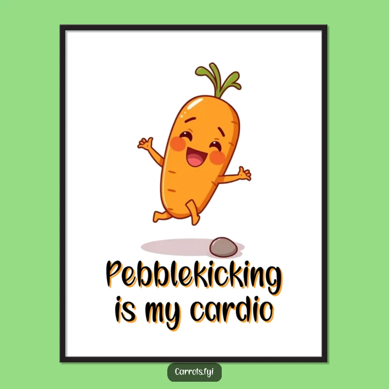 Free Printable Wall Art: Funny Carrot Kicking Pebble, Humorous Downloadable Decor
