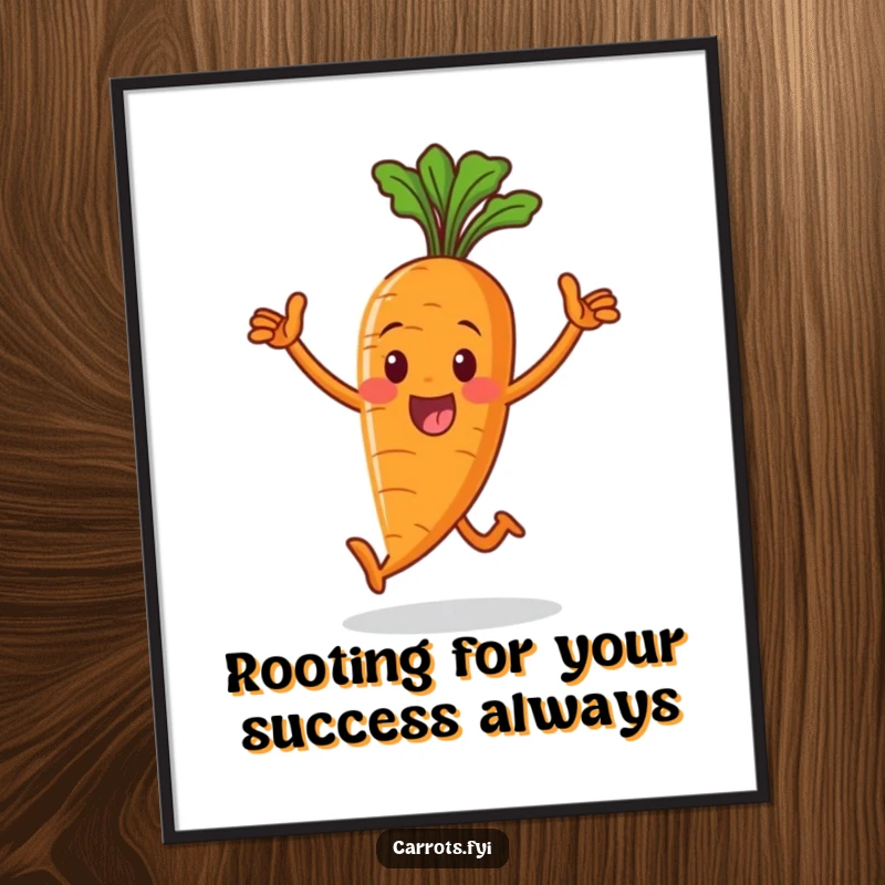 Funny Free Printable Wall Art: A whole carrot in a suit strikes a victorious pose, ready for anything.