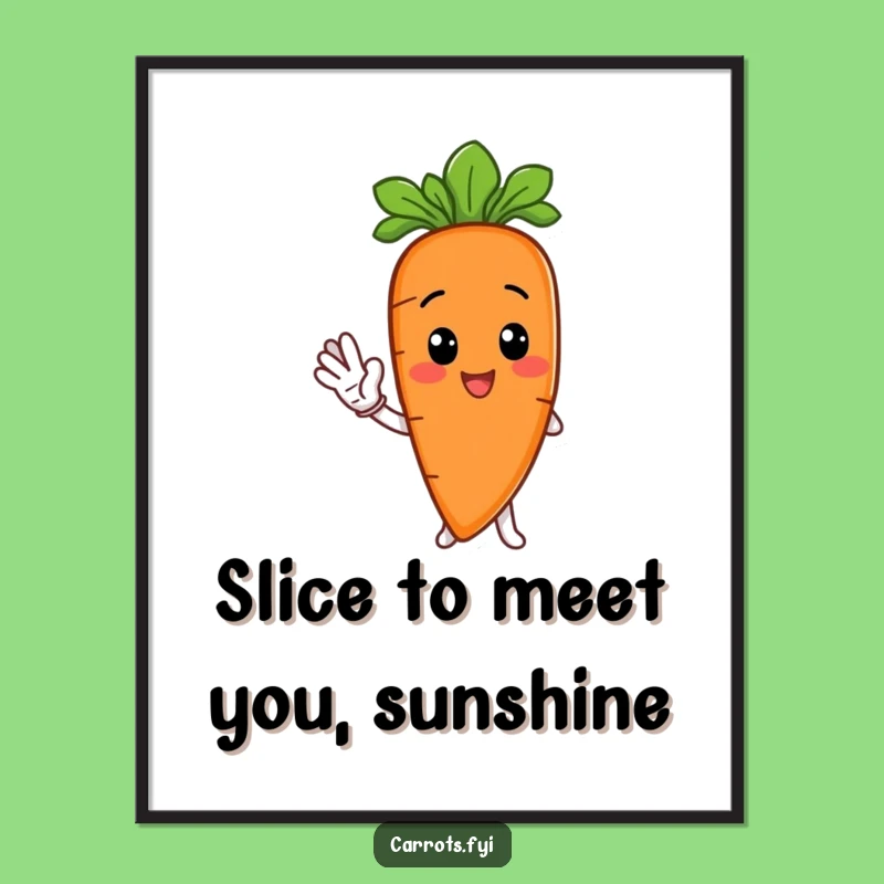 Funny Free Printable Wall Art: Waving Carrot Humorous Downloadable Decor
