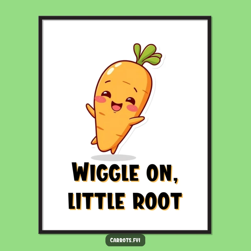 Free Printable Wall Art: Cute Wiggling Baby Carrot Humorous Downloadable Art