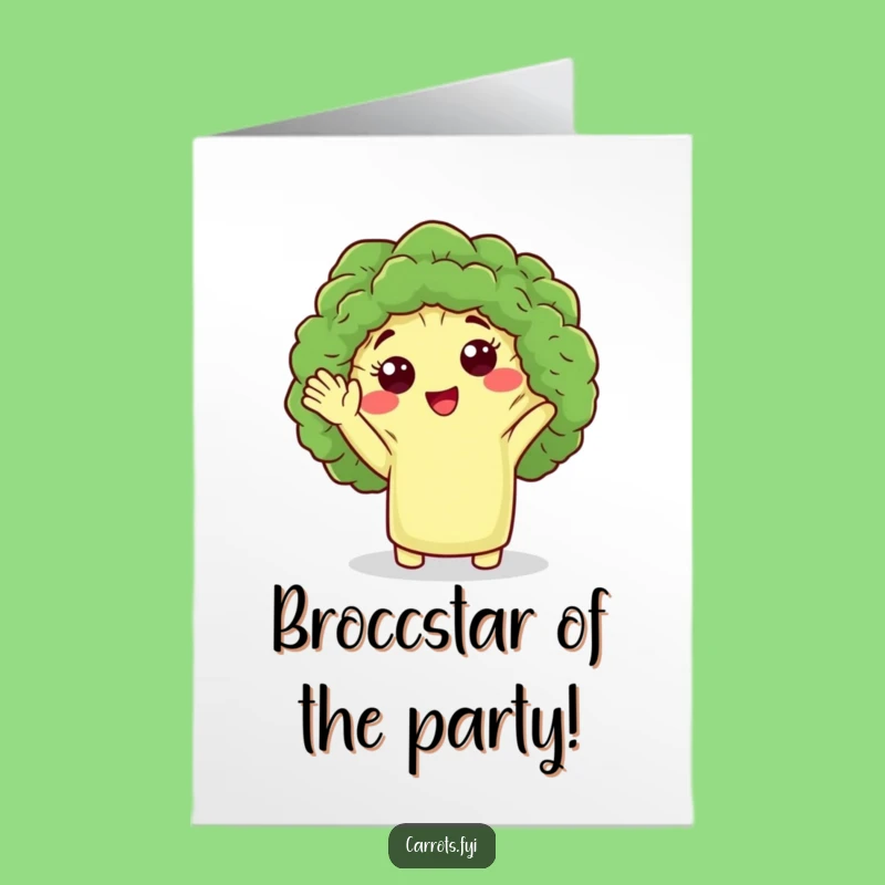 Free Printable Waving Broccoli Birthday Card - Funny Downloadable Gift!