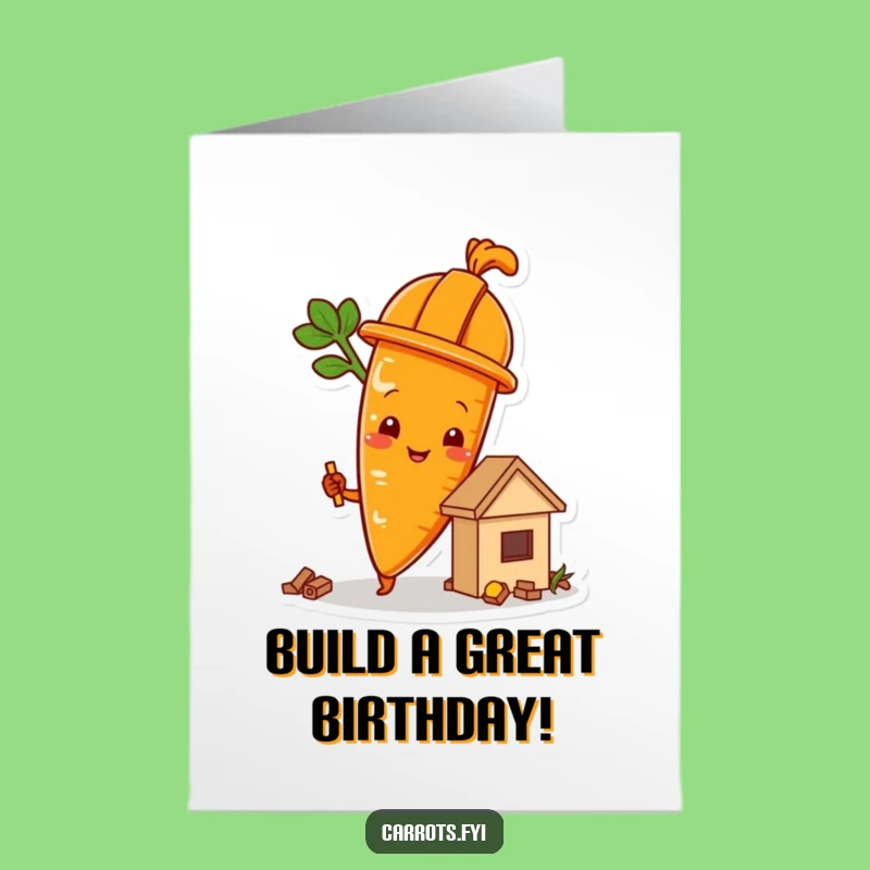 Free Printable Birthday Card: Carrot Builder's Construction - Downloadable Gift