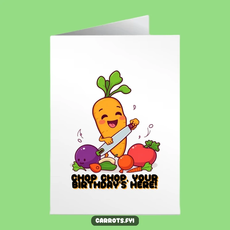 Free Printable Birthday Card: Carrot Chef's Chopping Spree - Downloadable Fun