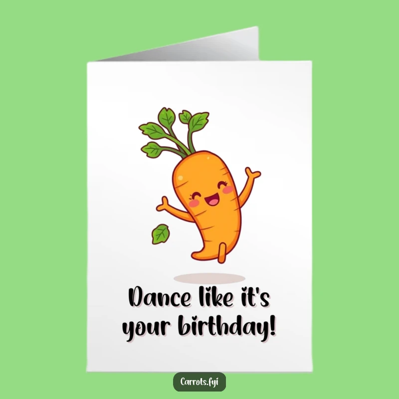 Free Printable Birthday Card: Carrot's Joyful Dance - Happy Veggie Birthday