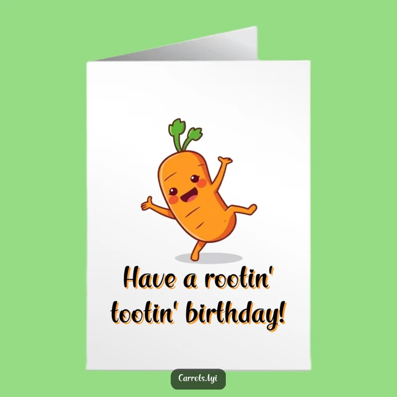 Free Printable Birthday Card: Funny Carrot Cartwheel Energetic Fun Downloadable Gift