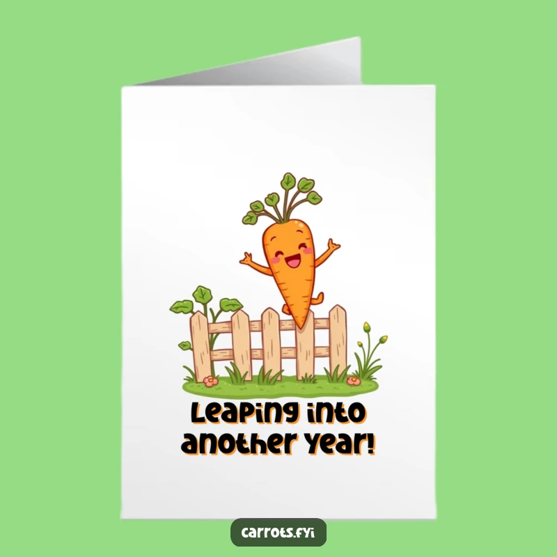 Free Printable Birthday Card: Funny Carrot Leaping Fence, Hilarious Downloadable Gift