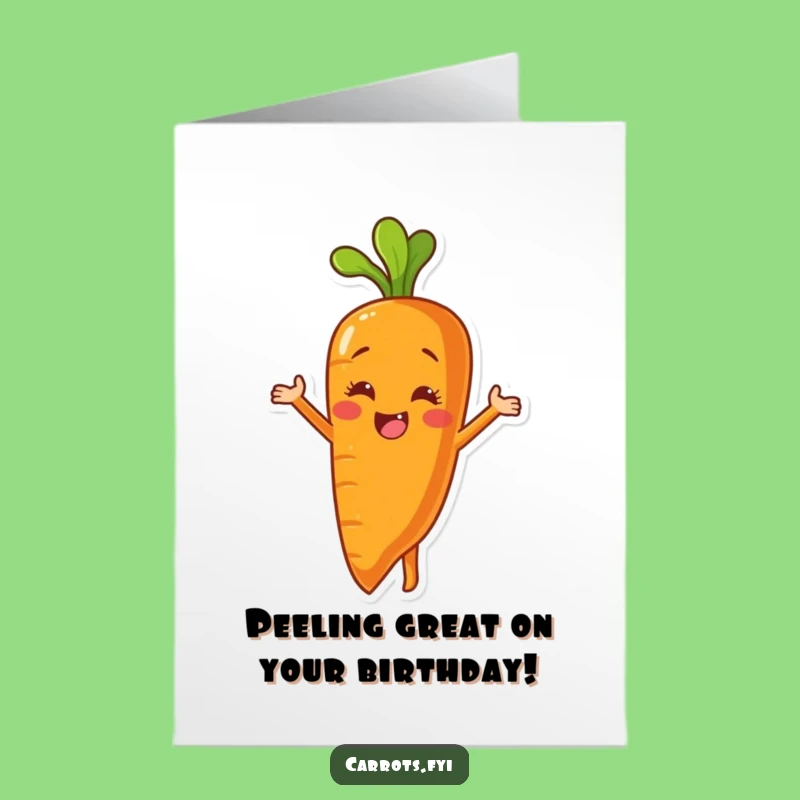 Free Printable Birthday Card: Peeling Carrot, Funny Reveal Humor, Downloadable Gift
