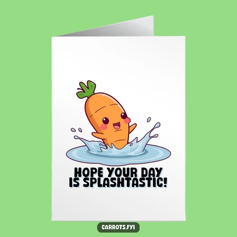 Free Printable Birthday Card: Playful Carrot Splash Fun Downloadable Gift