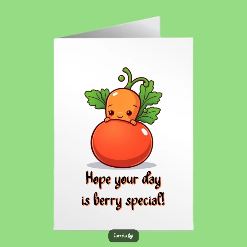 Free Printable Birthday Card: Shy Carrot Tomato Downloadable Funny Gift