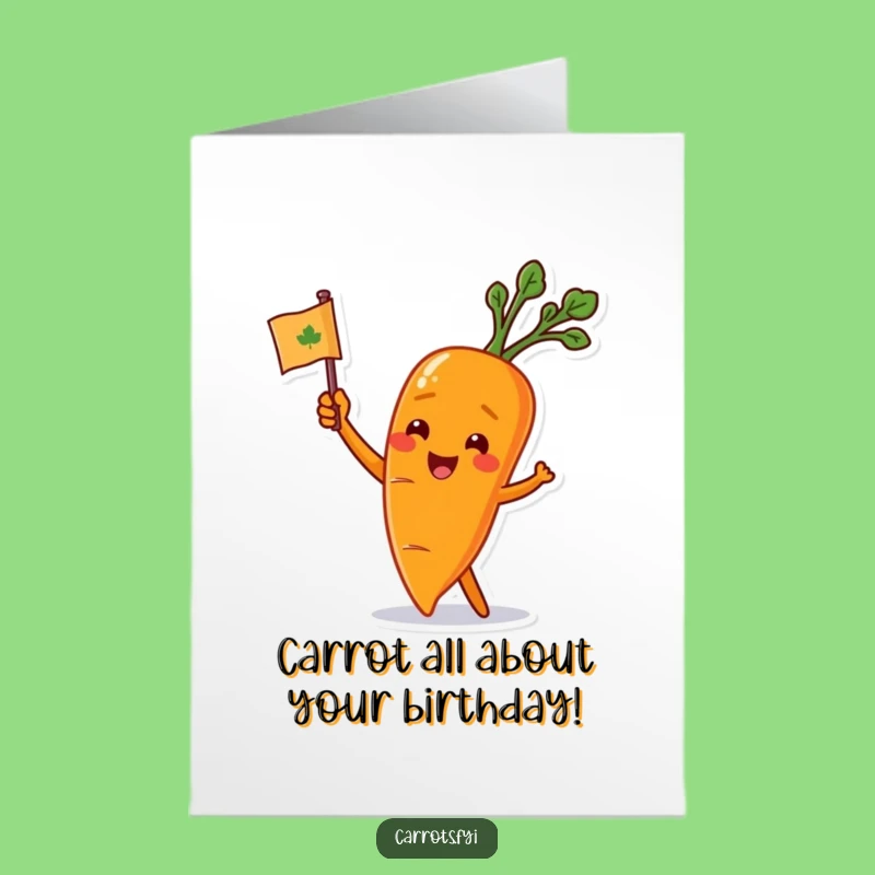 Free Printable Birthday Card: Waving Carrot Cheer - Funny Downloadable Gift!