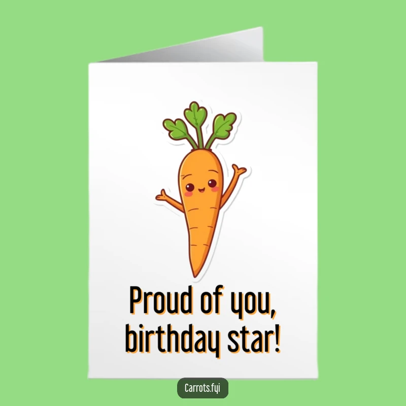 Free Printable Proud Carrot Birthday Card: Arms Akimbo for a Triumphant Celebration