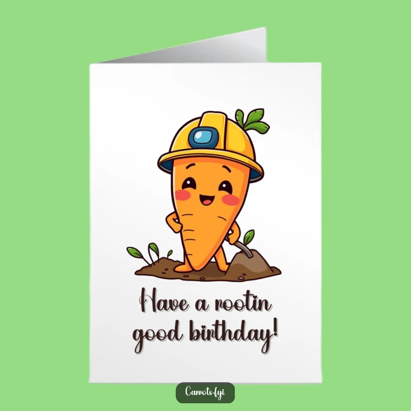 Free Printable Birthday Card: Construction Carrot Digging, Funny Downloadable Gift