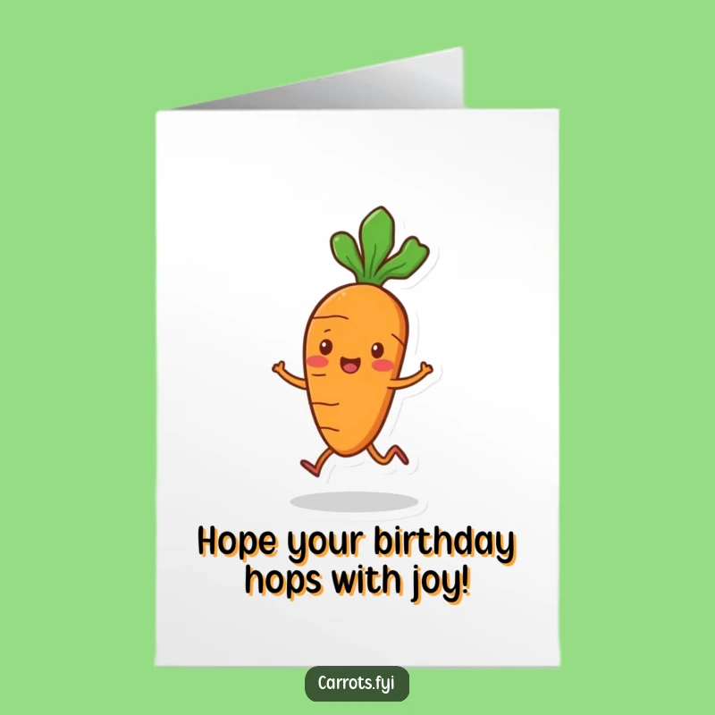 Free Printable Carrot Birthday Card: Hopping Fun Funny Downloadable Gift for Joyful Greetings