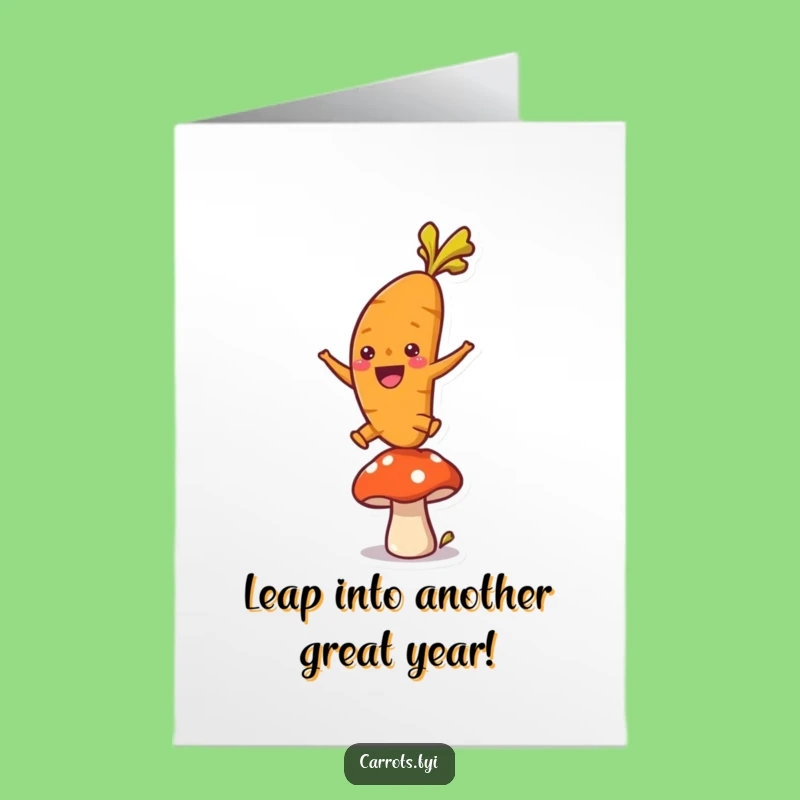 Free Printable Birthday Card: Energetic Carrot Leap for a Funny Downloadable Gift