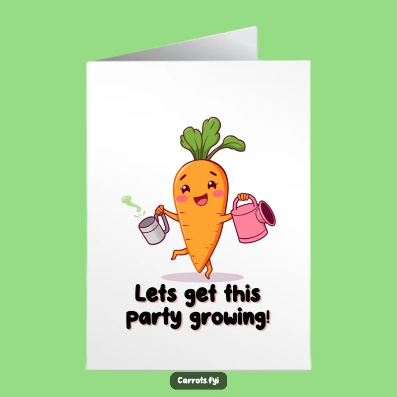 Free Printable Funny Birthday Card: Dancing Carrot Party - Downloadable Joyful Gift!