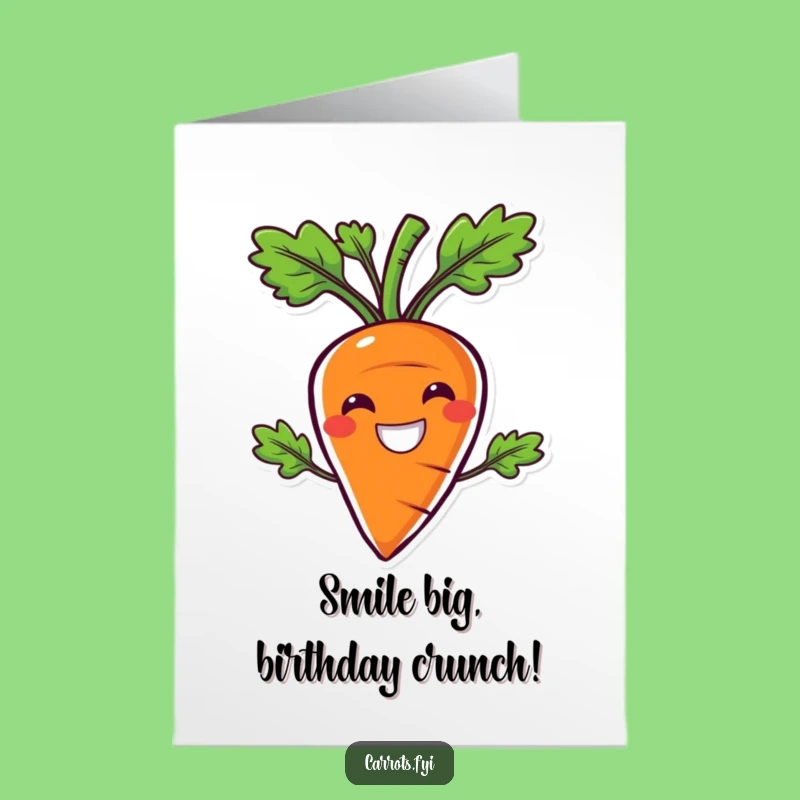 Free Printable Birthday Card: Crunchy Carrot Smile Fun Downloadable Gift