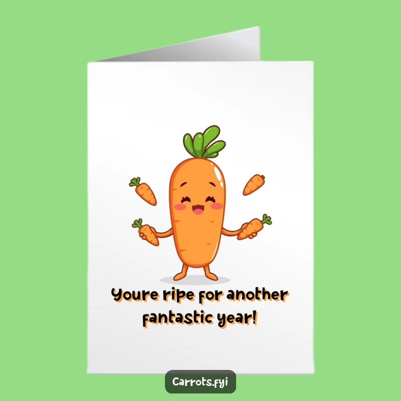Funny Free Printable Birthday Card: Juggling Carrot Hilarious Downloadable Gift