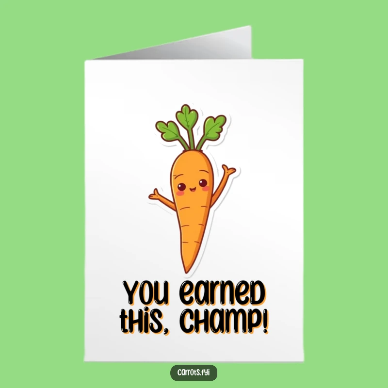 Free Printable Proud Carrot Congrats Card: Arms Akimbo for Achievements Downloadable