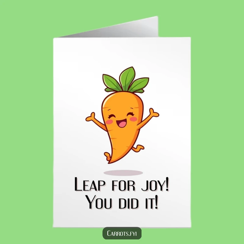 Free Printable Congrats Card: Joyful Carrot Stick Leap Celebration Downloadable Gift