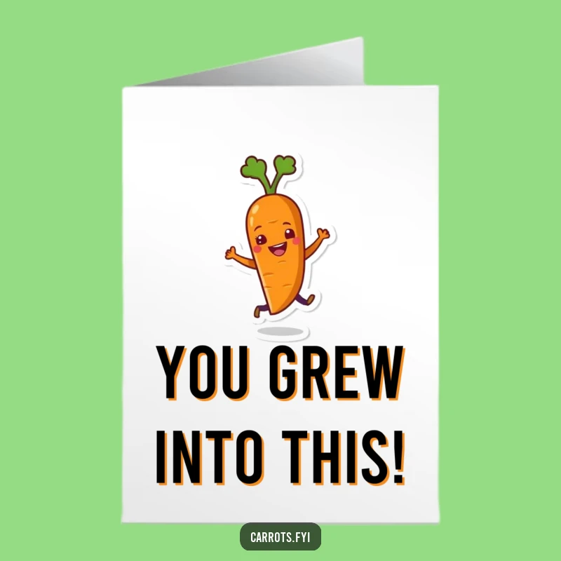 Free Printable Congrats Card: Wiggling Carrot Celebration, Funny Joyful Gift, Downloadable Art