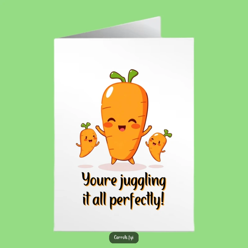 Free Printable Congratulations Card: Juggling Carrot Downloadable Gift