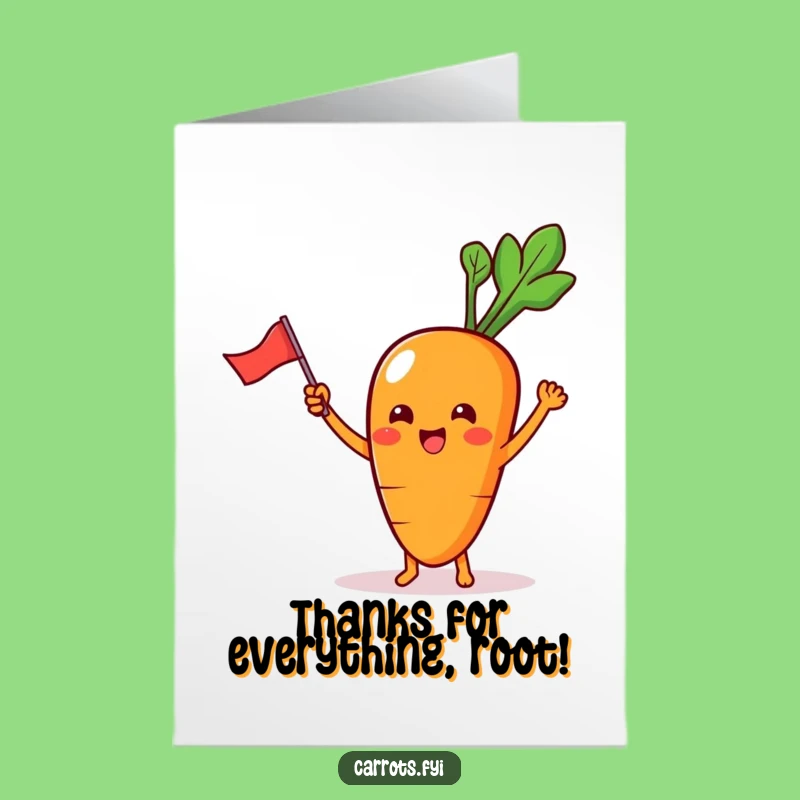Free Printable Funny Thank You Card Kawaii Carrot Flag - Downloadable