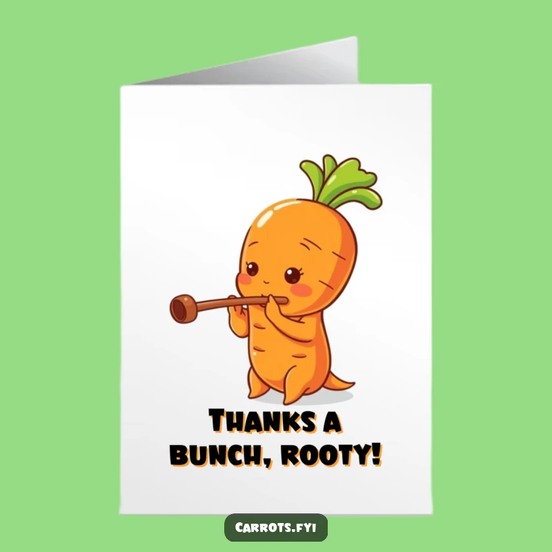 Free Printable Thank You Card: Grateful Carrot Flutist Downloadable Gift