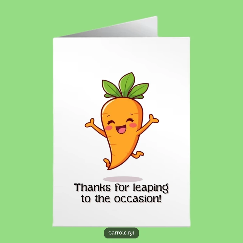 Free Printable Thank You Card: Leaping Carrot Stick Gratitude Expressed Downloadable Gift