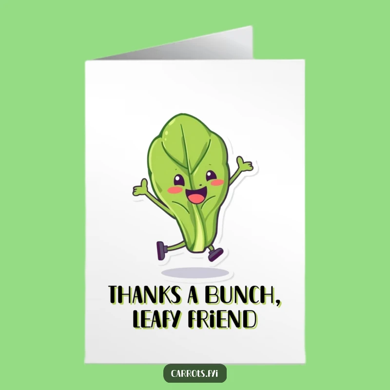 Funny Free Printable Spinach Thank You Card - Silly Leaf Downloadable Gift