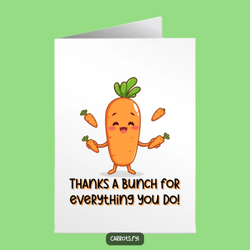 Funny Free Printable Thank You Card: Juggling Carrot Gratitude Downloadable Gift