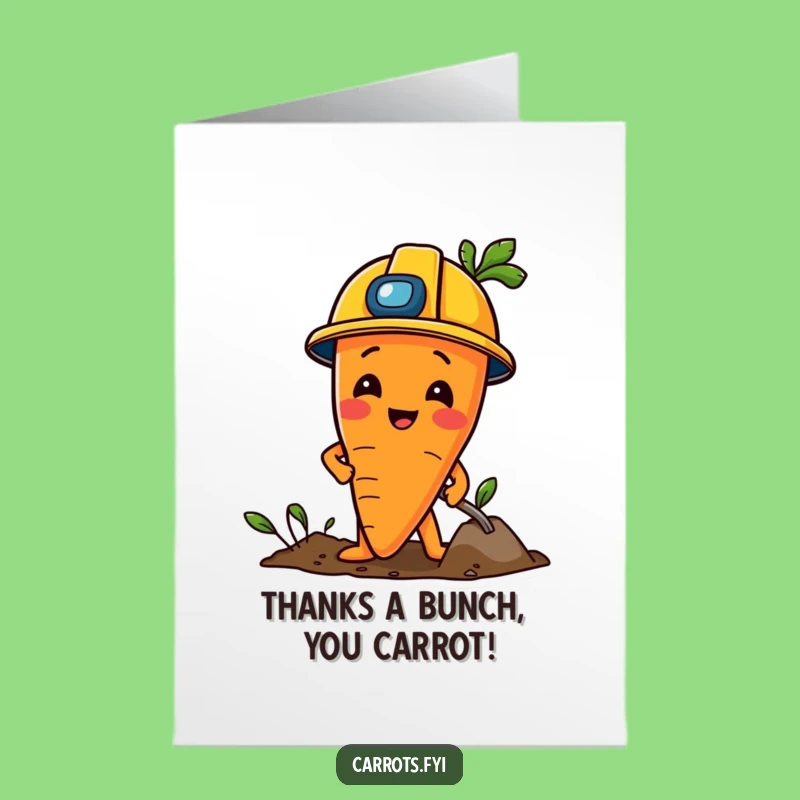 Free Printable Thank You Card: Construction Carrot Digging, Funny Downloadable Gift