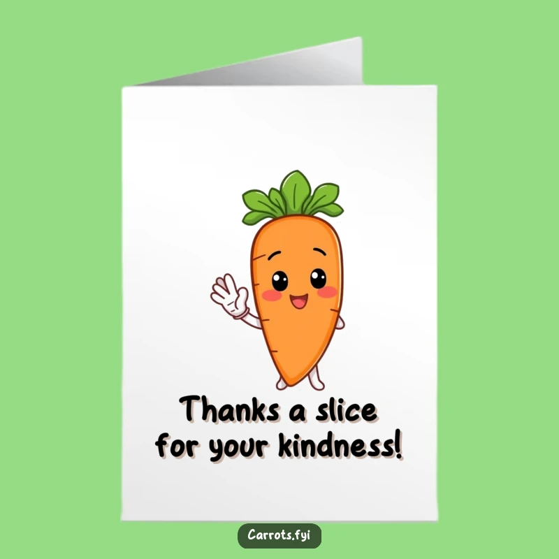 Heartfelt Free Printable Thank You Card: Waving Carrot Slice Downloadable Gift
