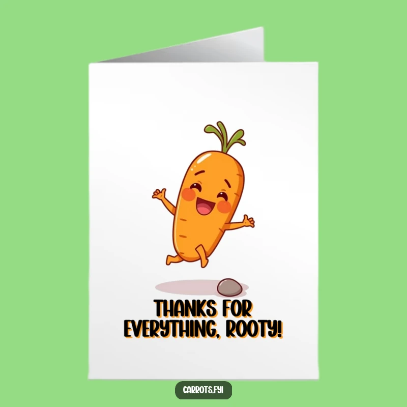 Free Printable Thank You Card: Funny Carrot Kicking Pebble, Heartfelt Downloadable